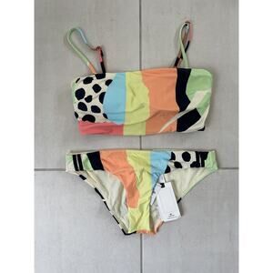 Rip Curl Swim Bikini Bandeau Swimsuit Geometric Print Swimwear